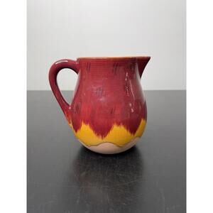 Vintage Teleflora Art Pottery Vase/Pitcher Maroon, Yellow, Mauve, Farmhouse